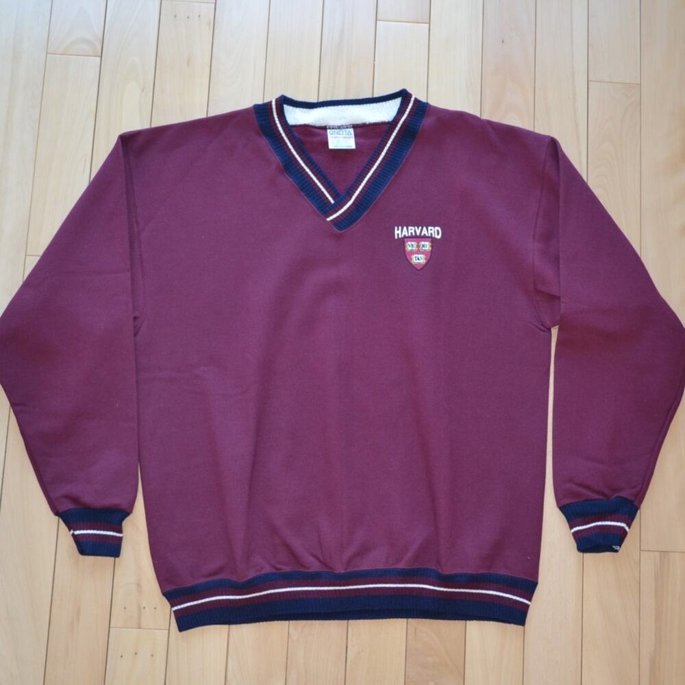Vintage 90s Harvard University V Neck Sweater Size XL ONEITA